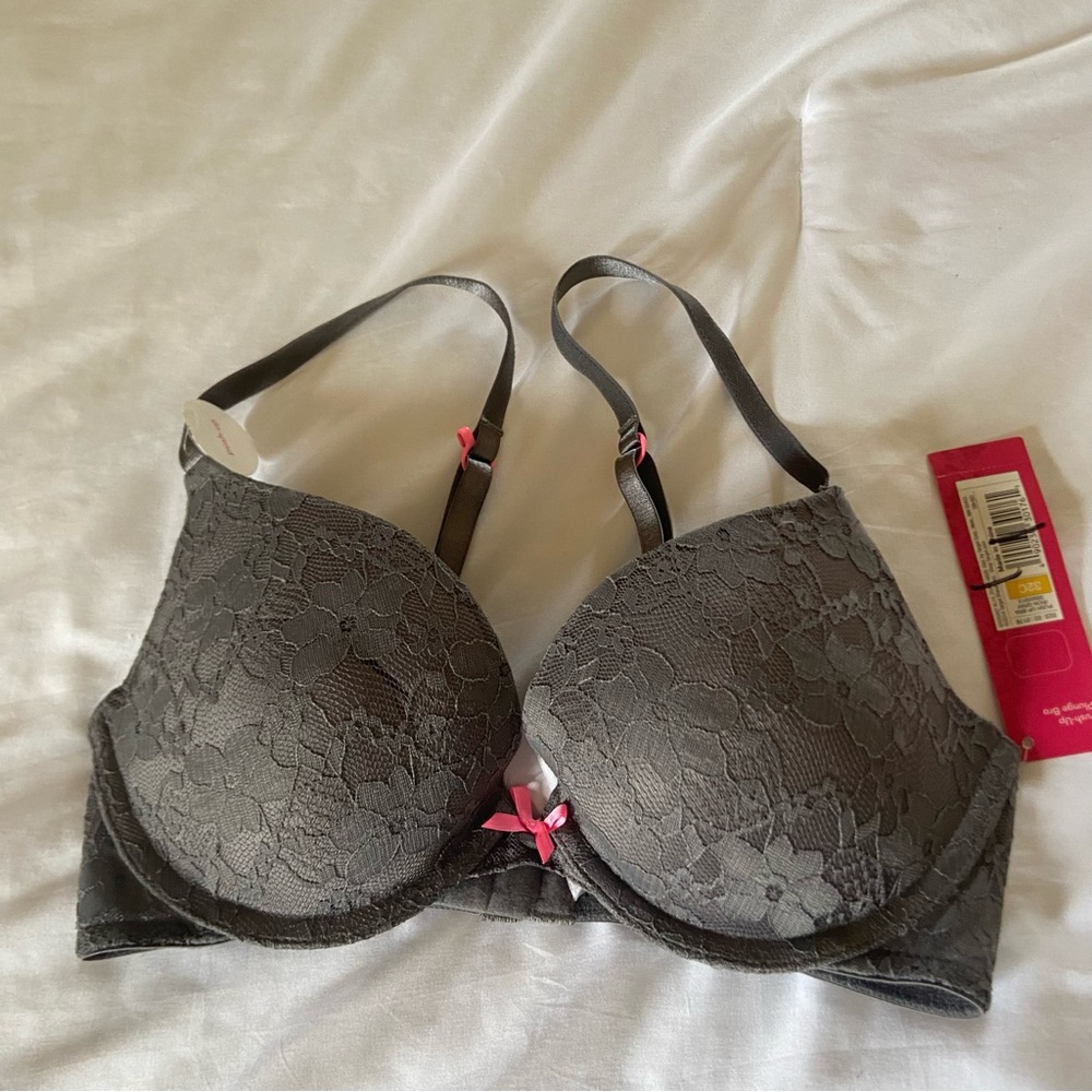Lace Underwire Bra - Gray